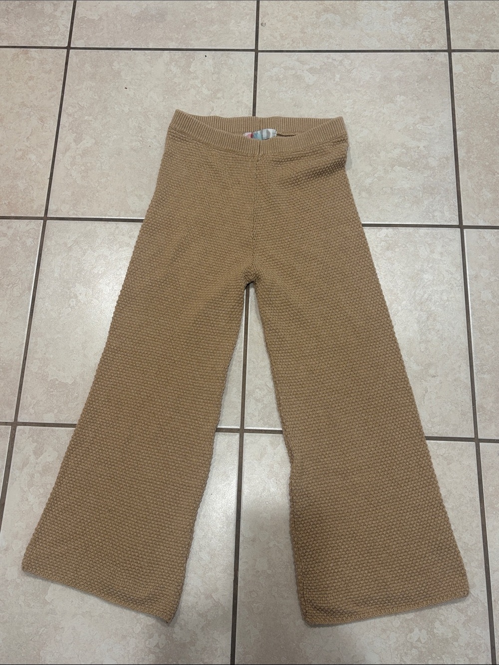 Free People Women's Knit Flared Ankle Pants in Camel 100% cotton, size XS